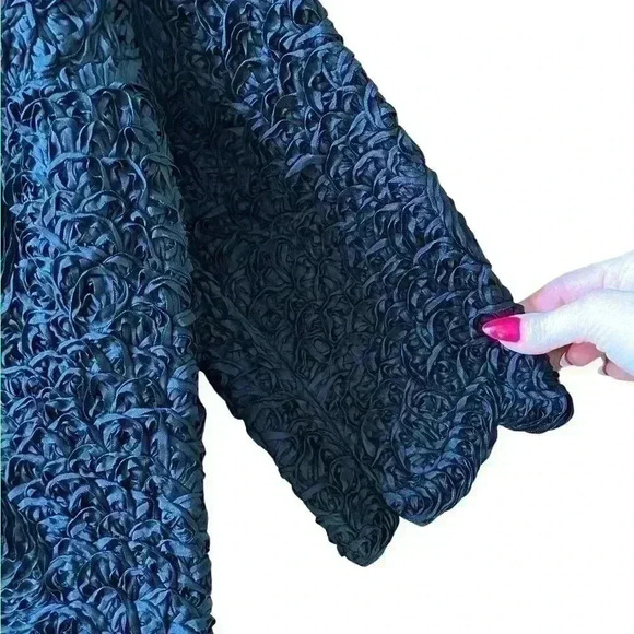 Vintage Embellished Black Blazer Cardigan with White Mink Detachable Fur Neck. - Picture 3 of 11